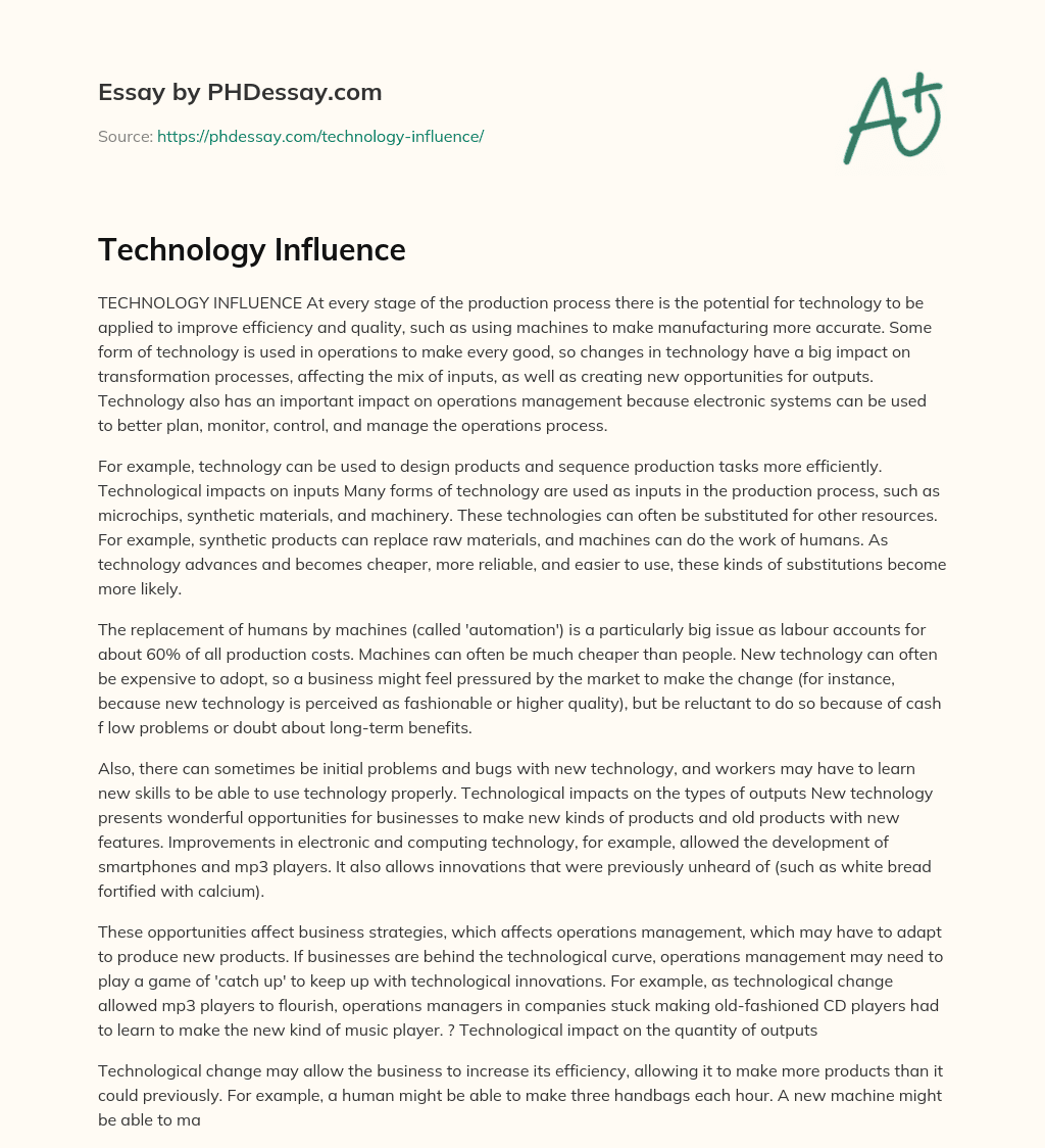 Technology Influence essay