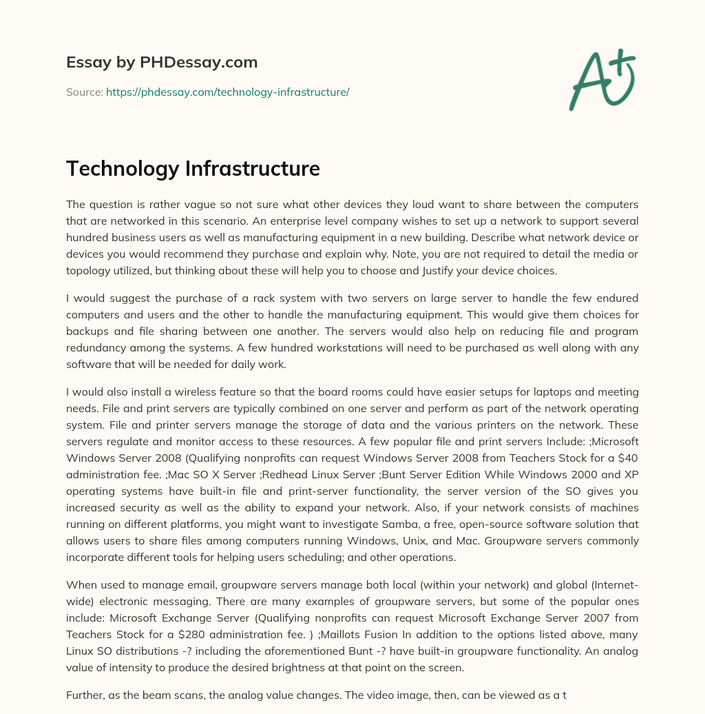 Technology Infrastructure essay