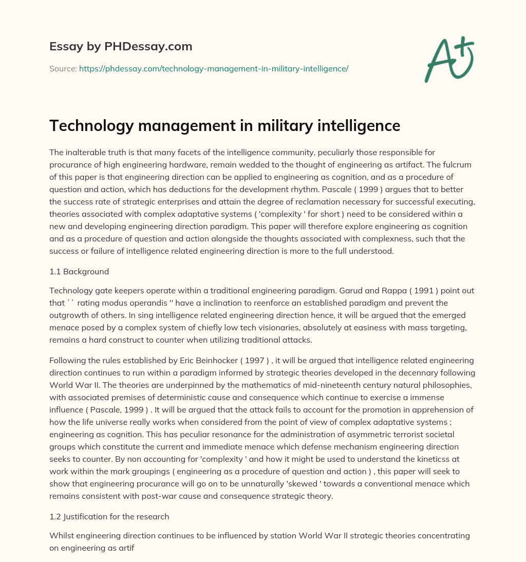 military intelligence essay