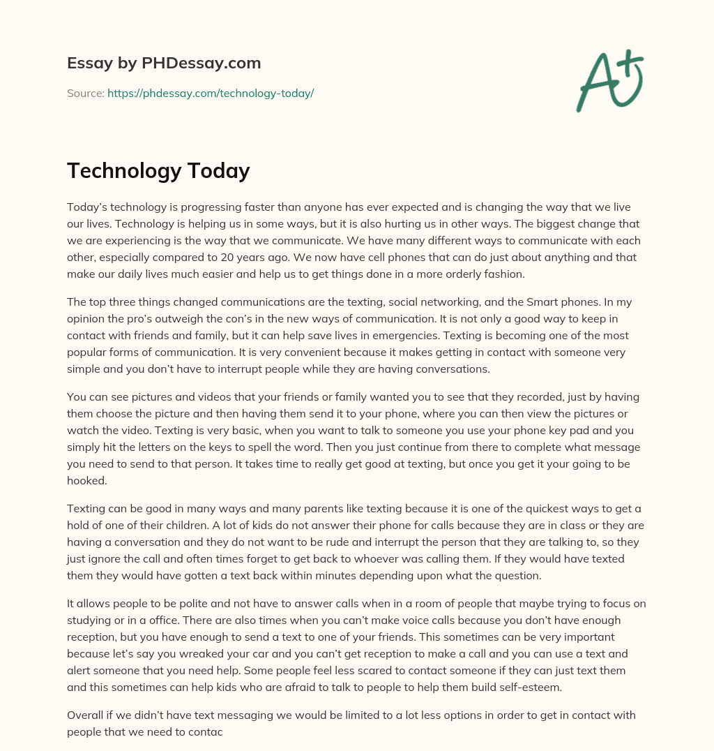 Technology Today essay