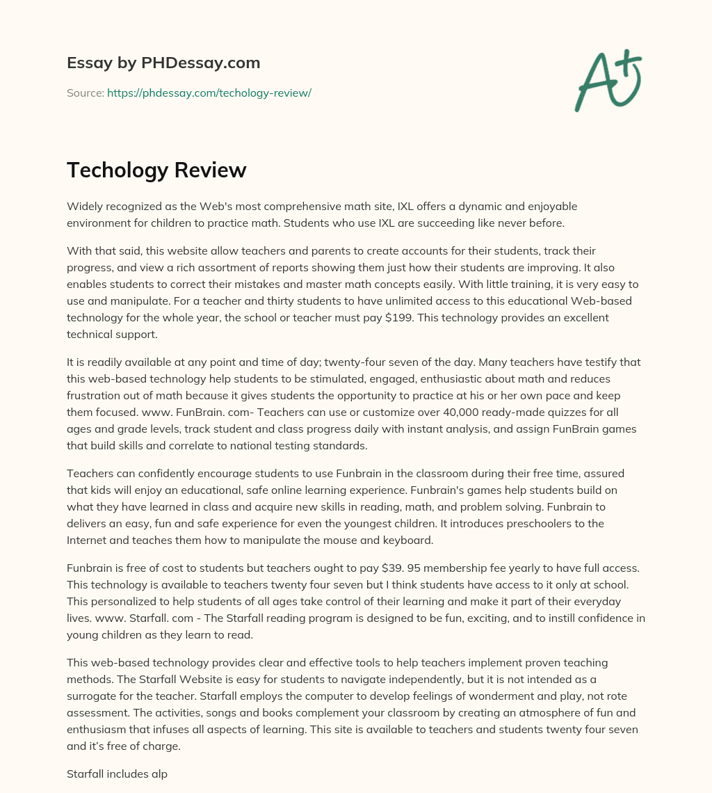 Techology Review essay