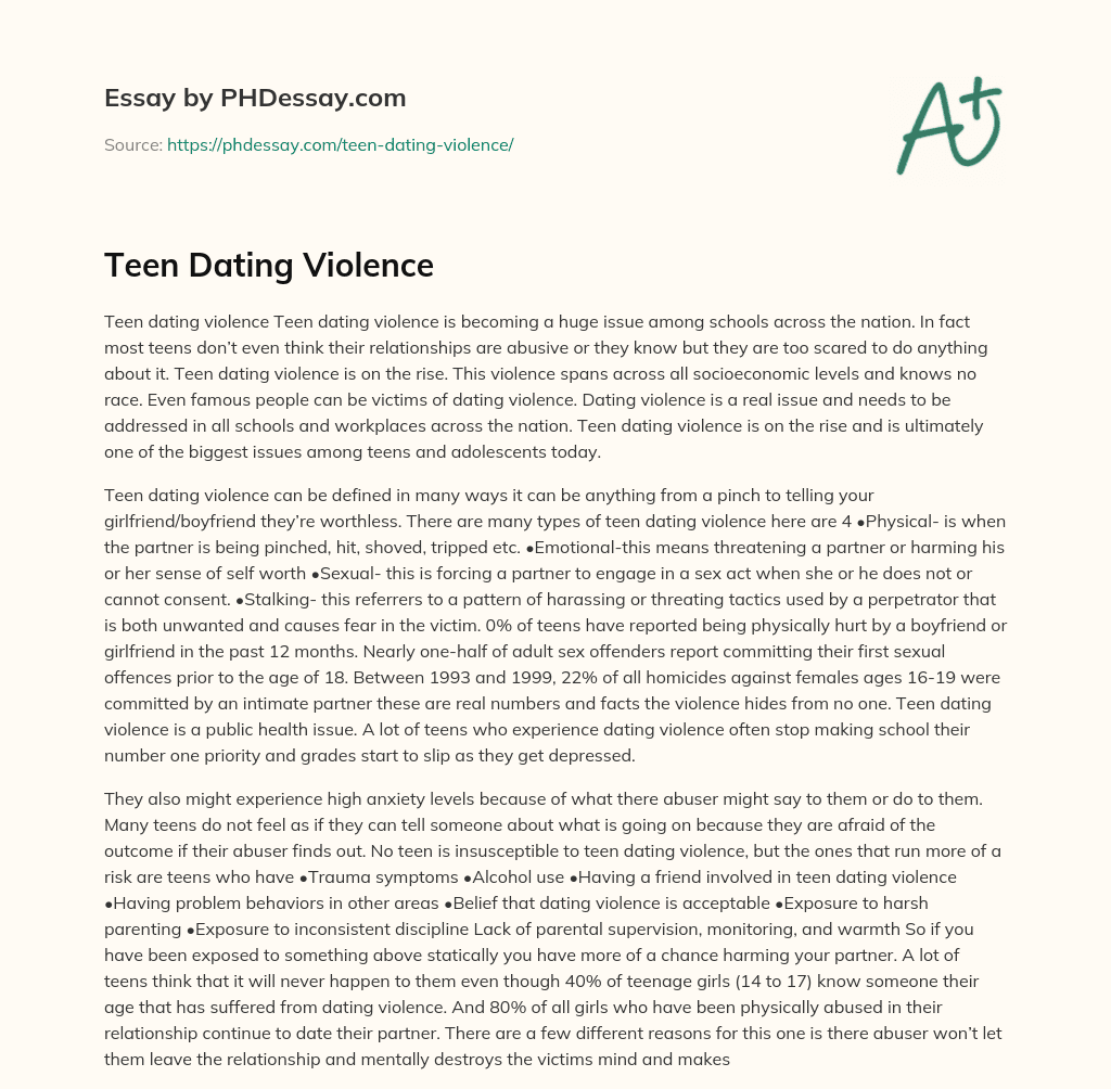 Teen Dating Violence essay