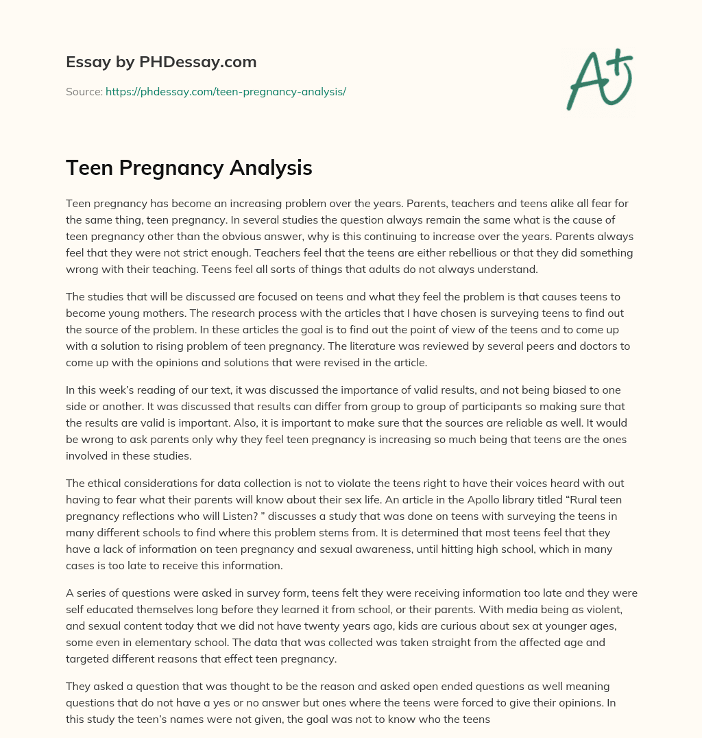 thesis on teenage pregnancy