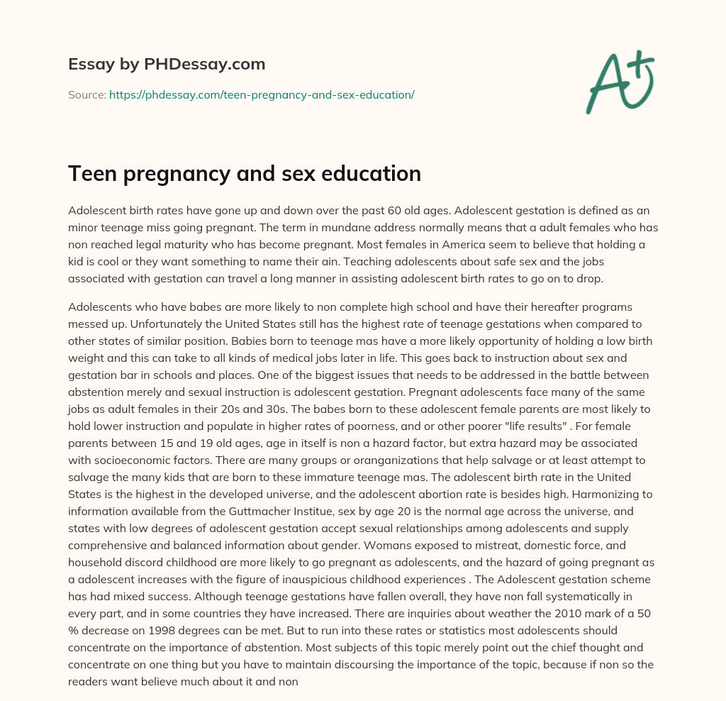 Teen Pregnancy And Sex Education