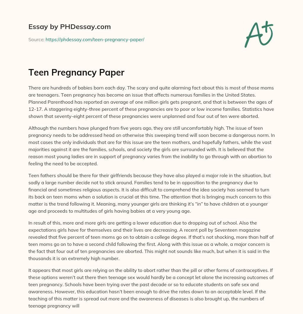 Teen Pregnancy Paper essay