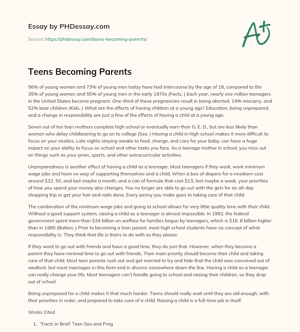 Teens Becoming Parents essay