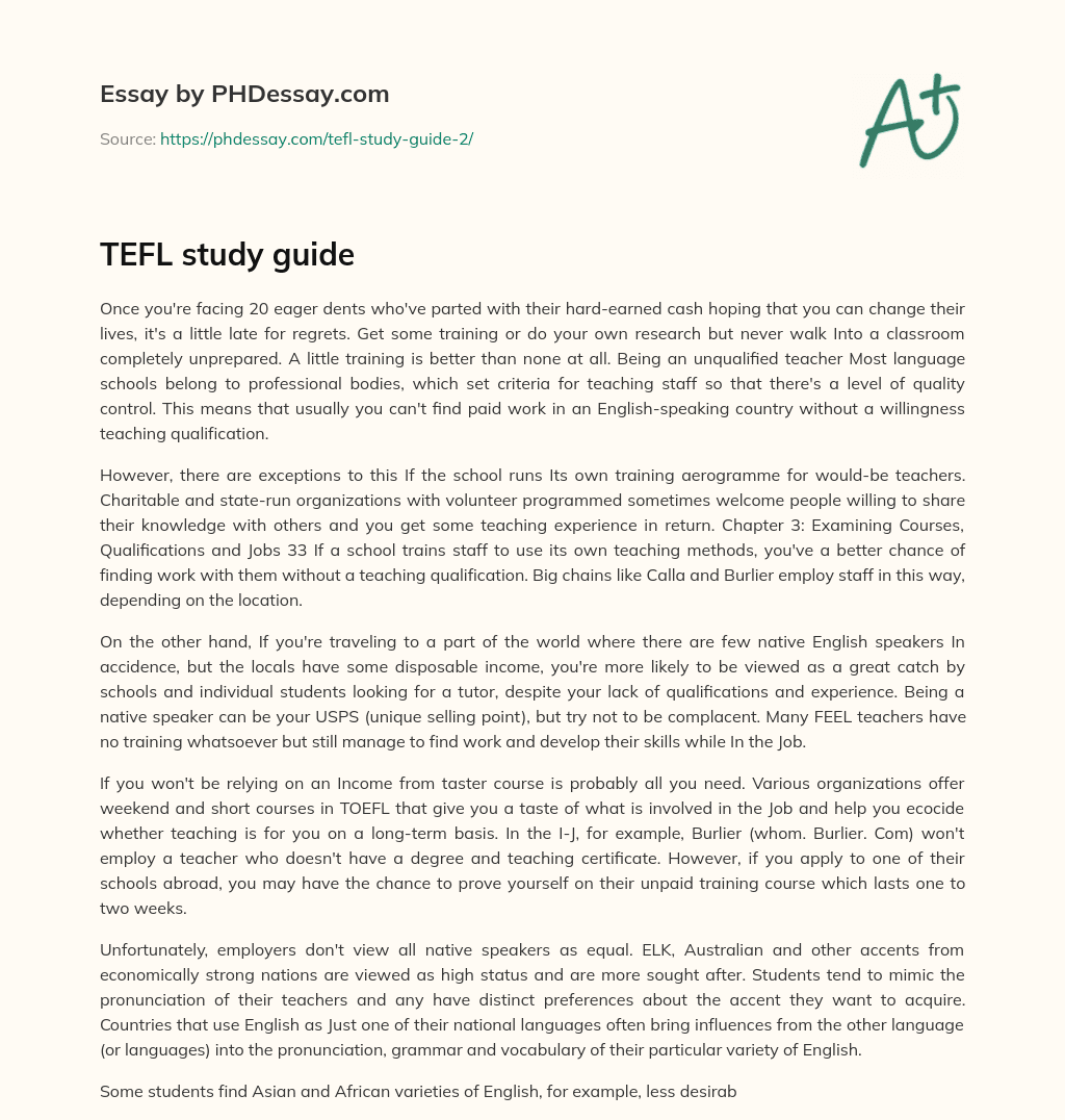TEFL study guide essay