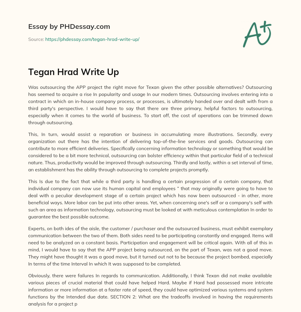Tegan Hrad Write Up essay