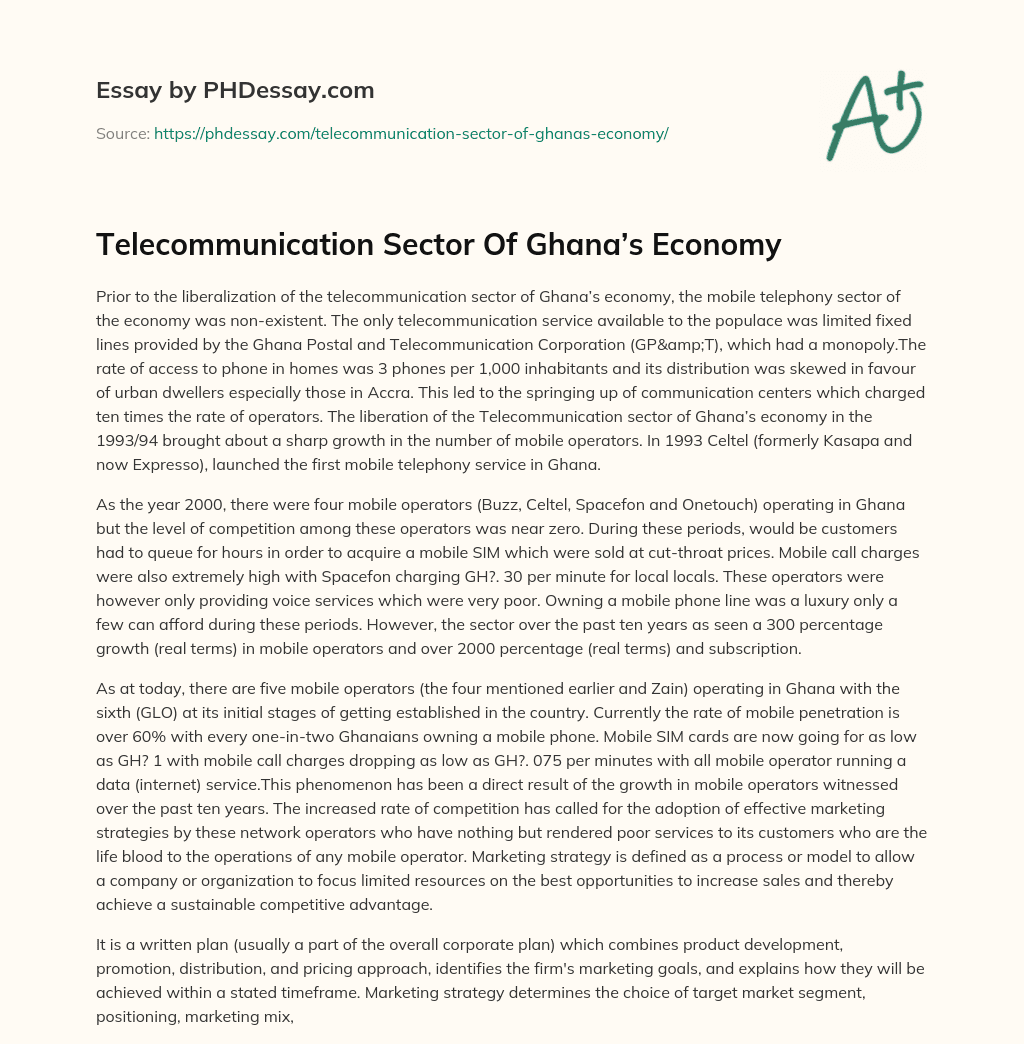 Telecommunication Sector Of Ghana’s Economy essay