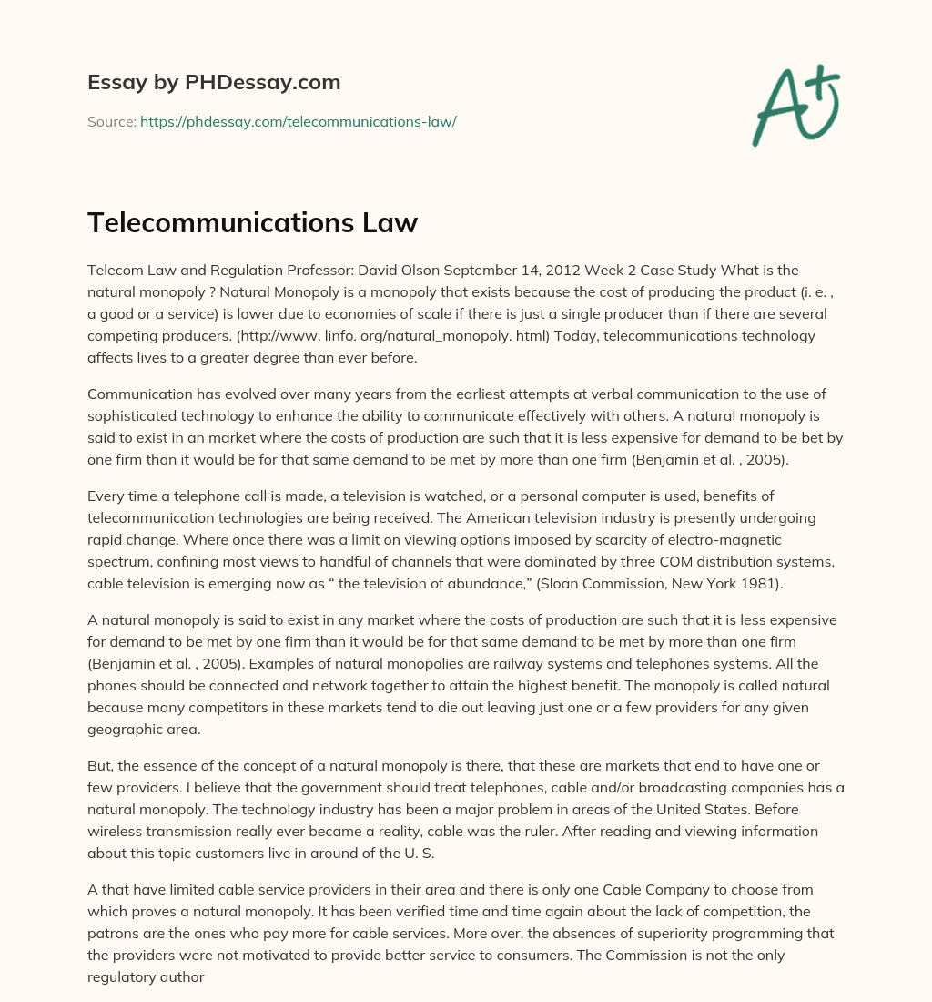 Telecommunications Law essay