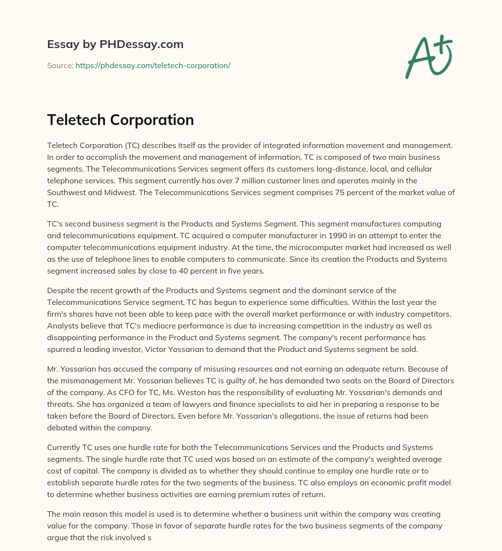 Teletech Corporation essay