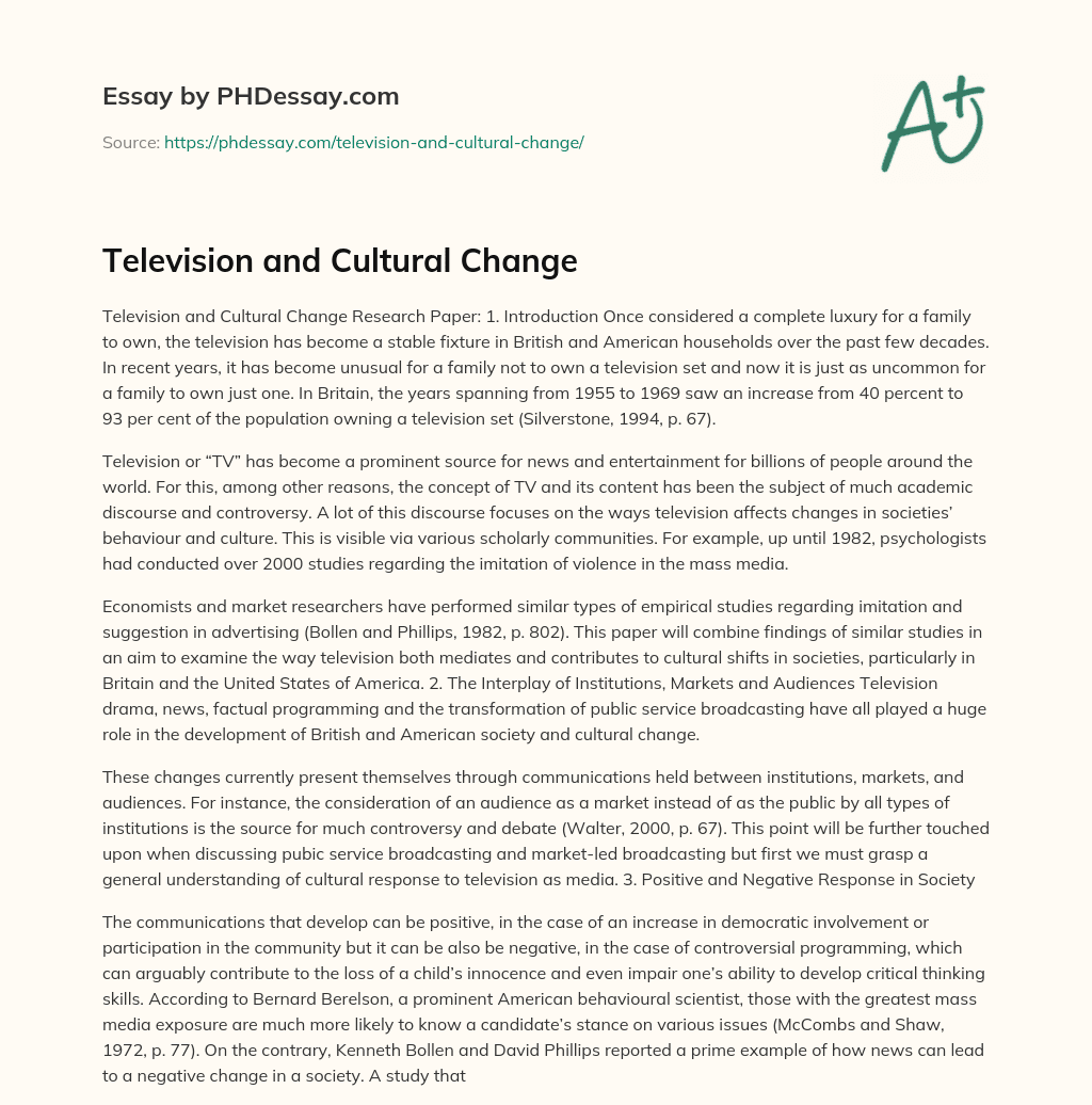 Television and Cultural Change essay