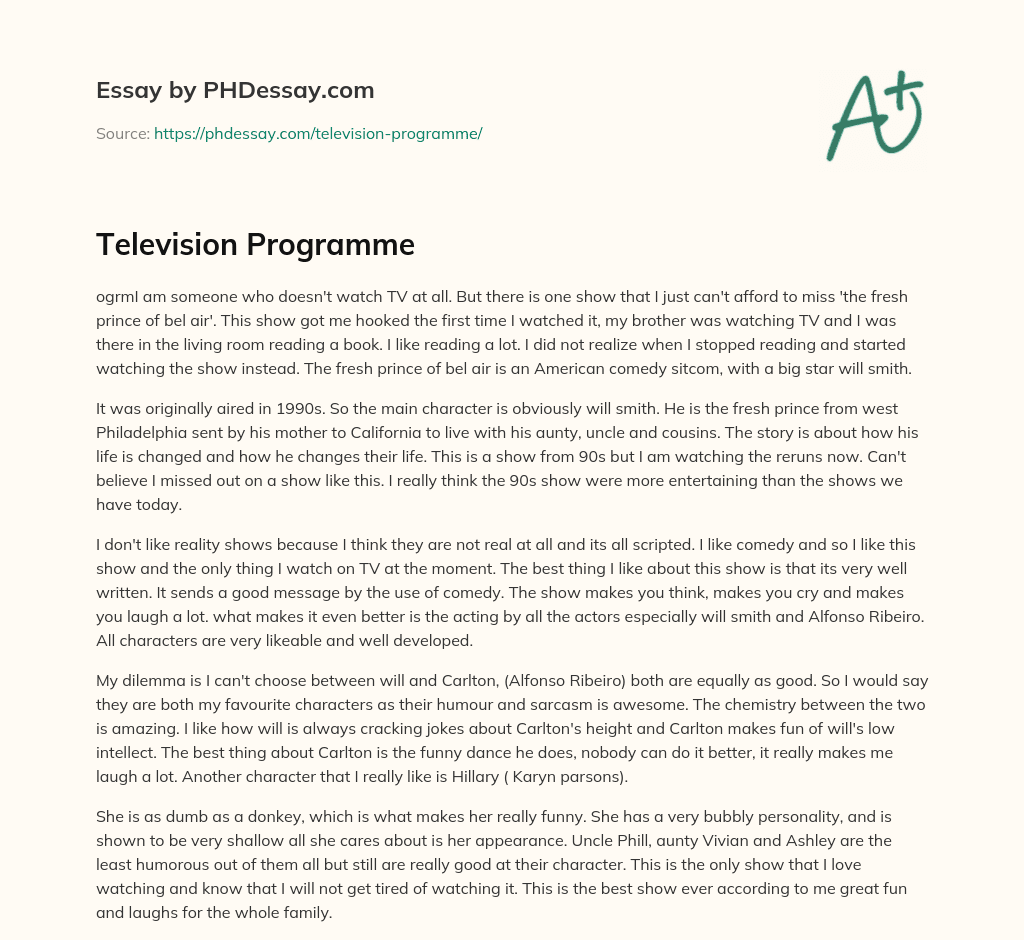 Television Programme essay