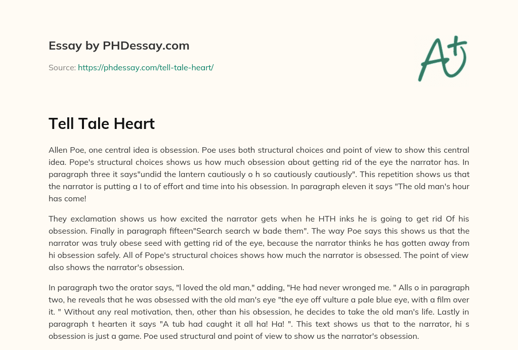 Tell Tale Heart 300 Words PHDessay