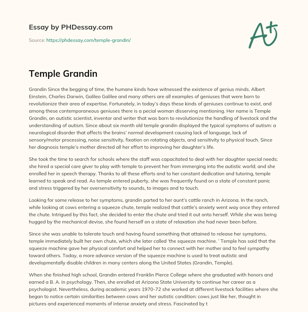 Temple Grandin essay