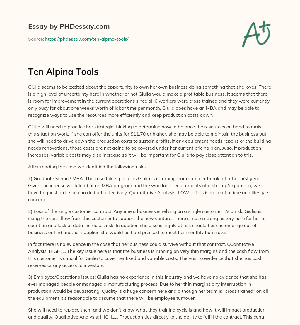 Ten Alpina Tools essay