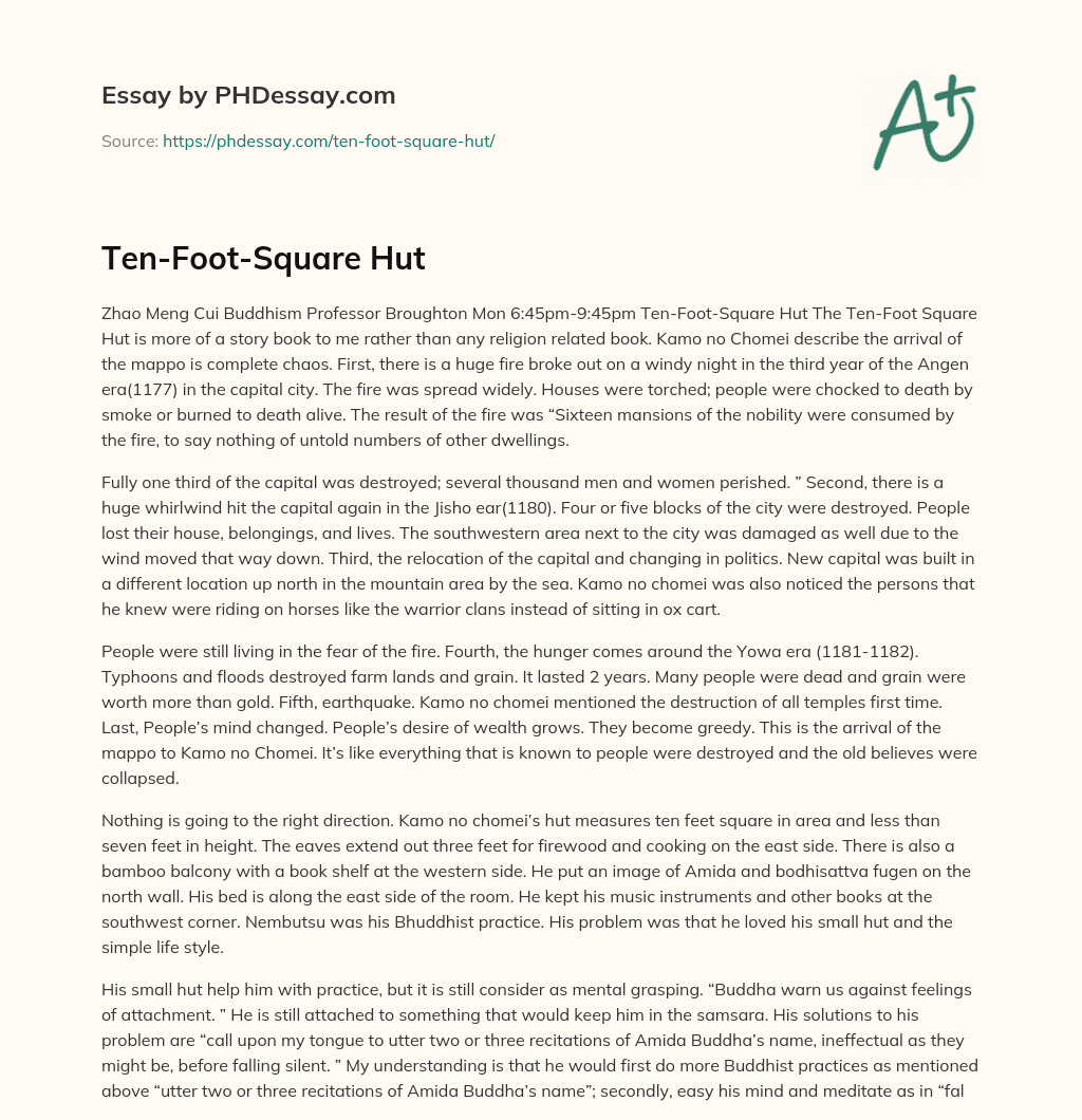 Ten-Foot-Square Hut essay