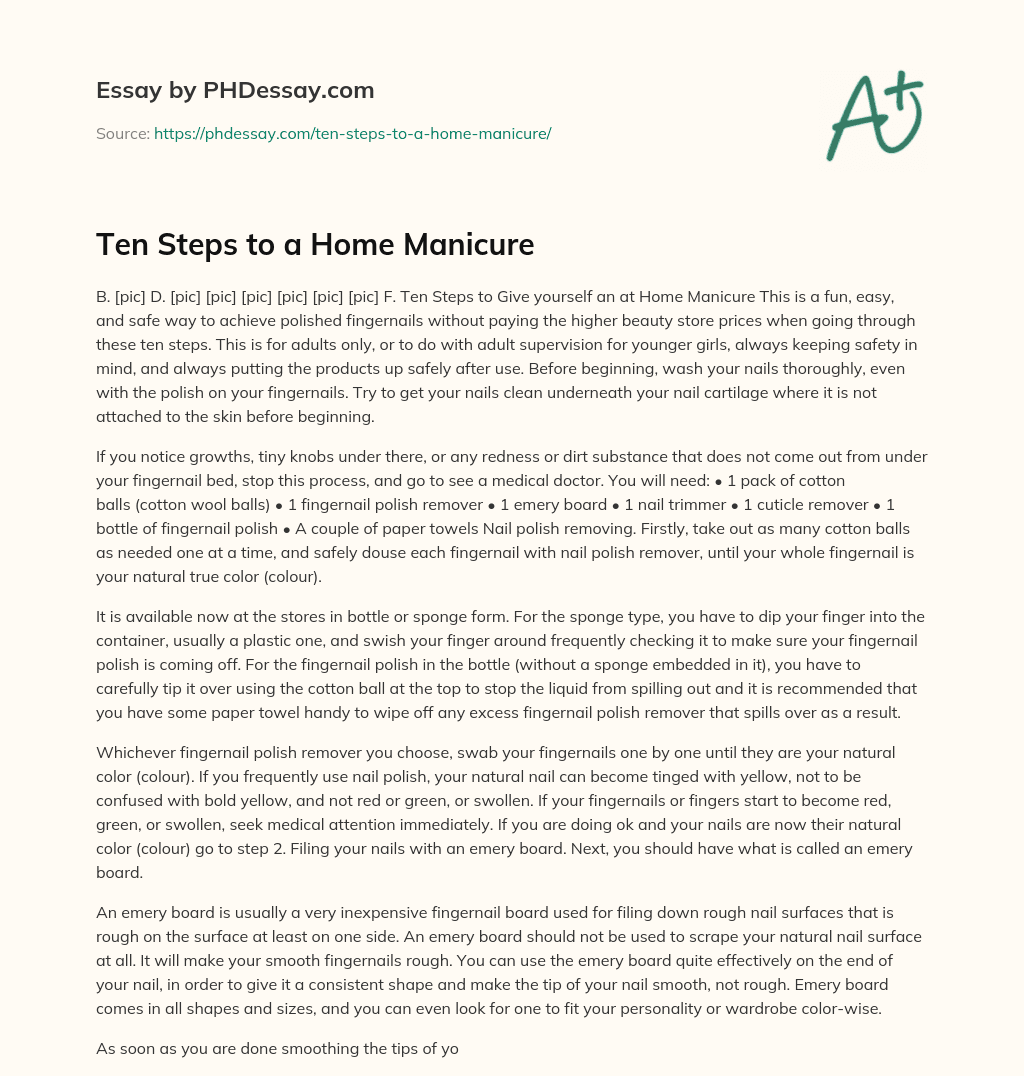 Ten Steps to a Home Manicure essay