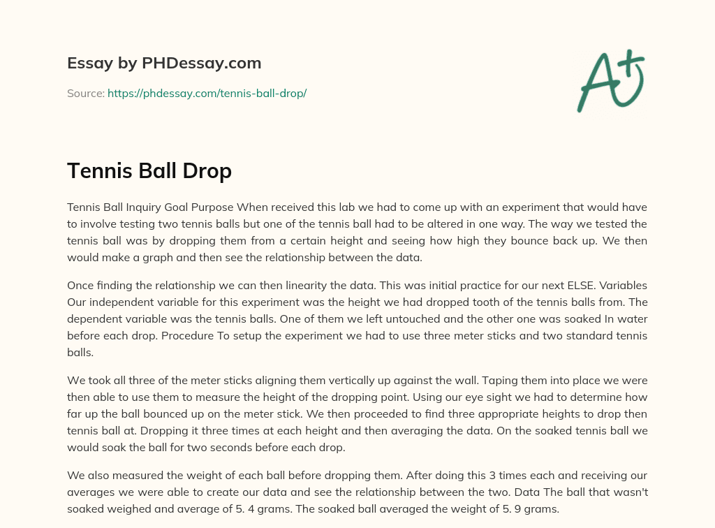 Tennis Ball Drop essay