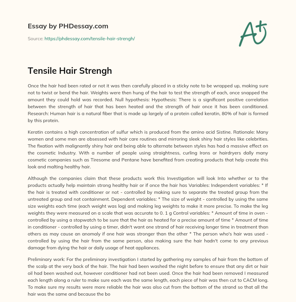Tensile Hair Strengh essay