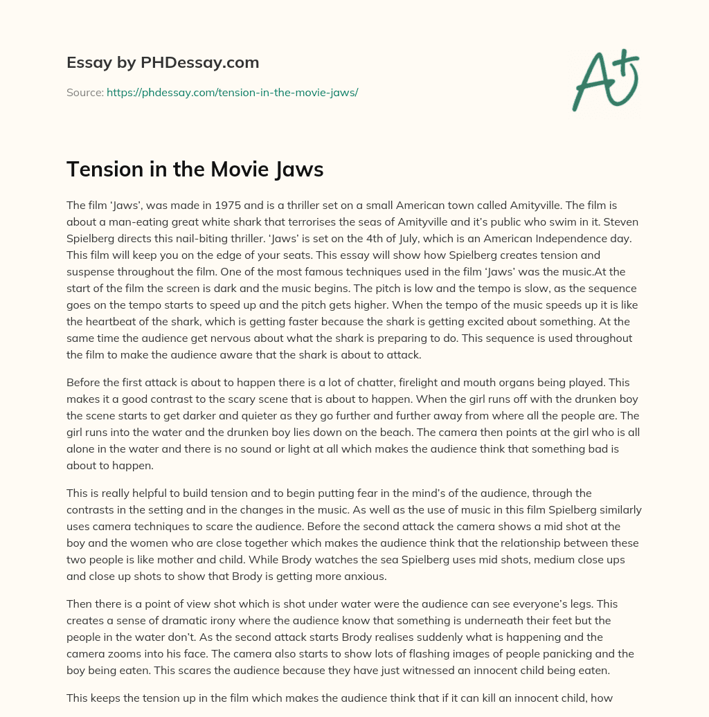 Tension in the Movie Jaws essay