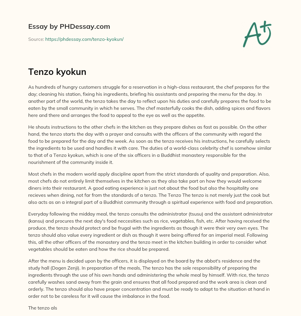 Tenzo kyokun essay