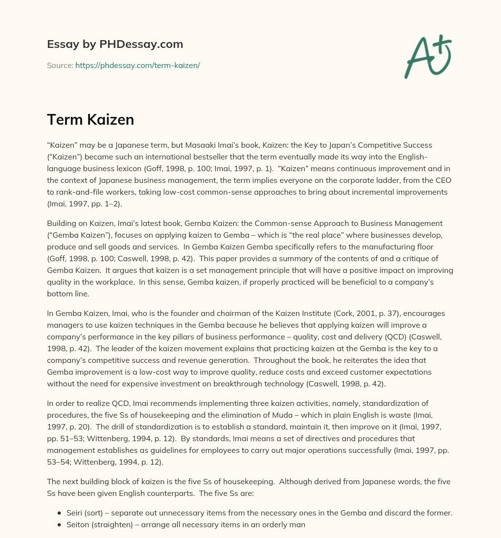 Principles of Continuous Improvement in Japanese Business Management essay