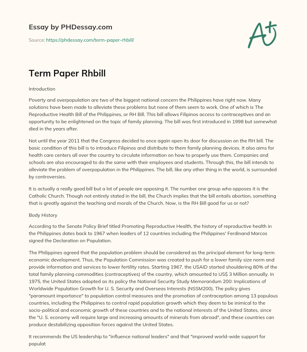 Term Paper Rhbill essay