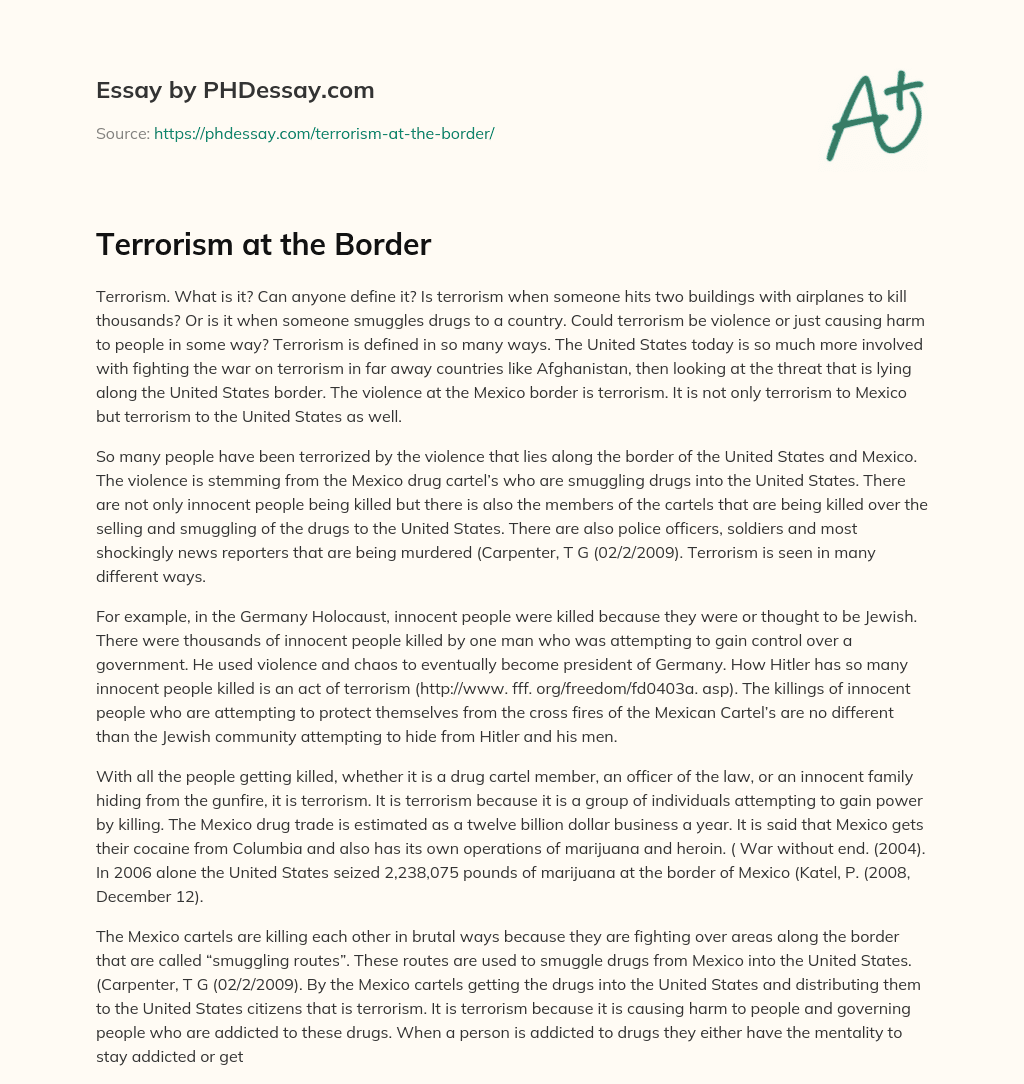 Terrorism at the Border essay