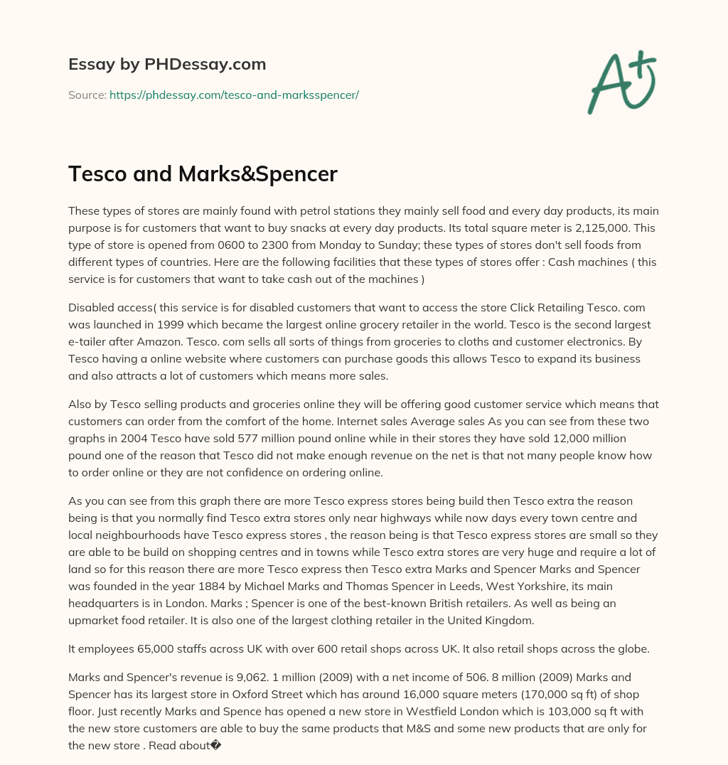 Tesco and Marks&Spencer essay