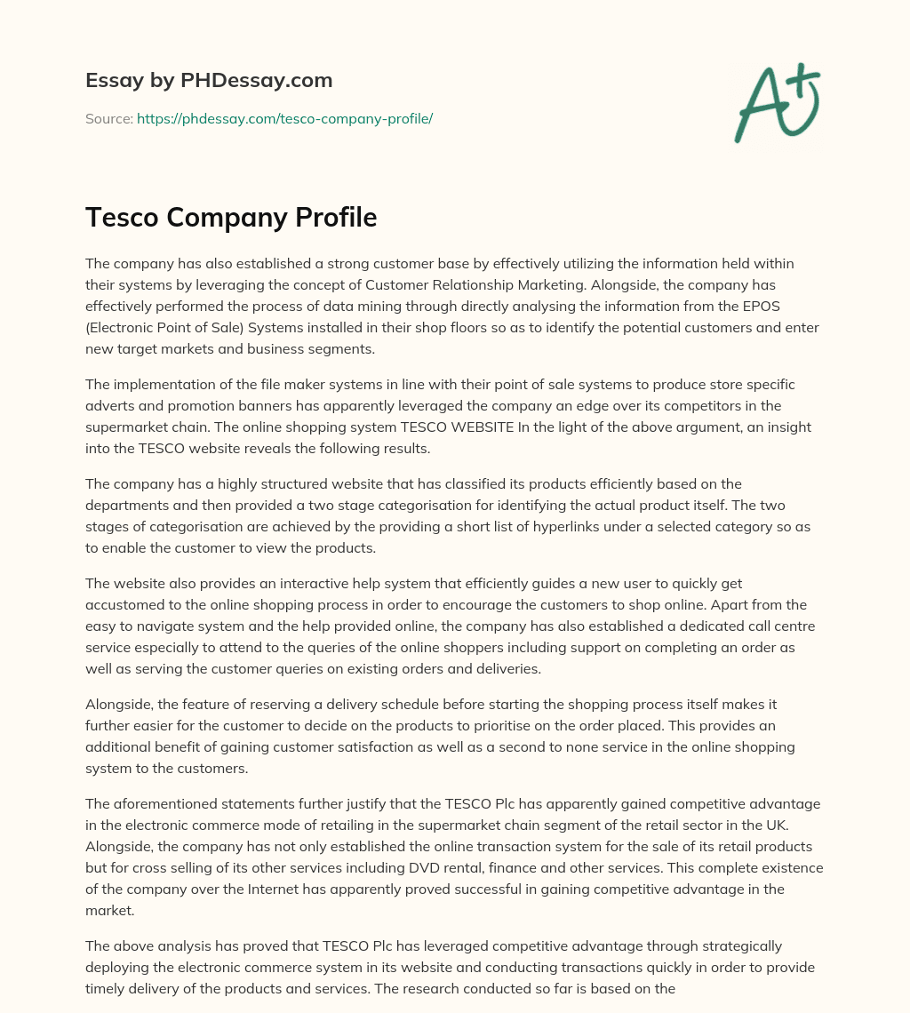 Tesco Company Profile