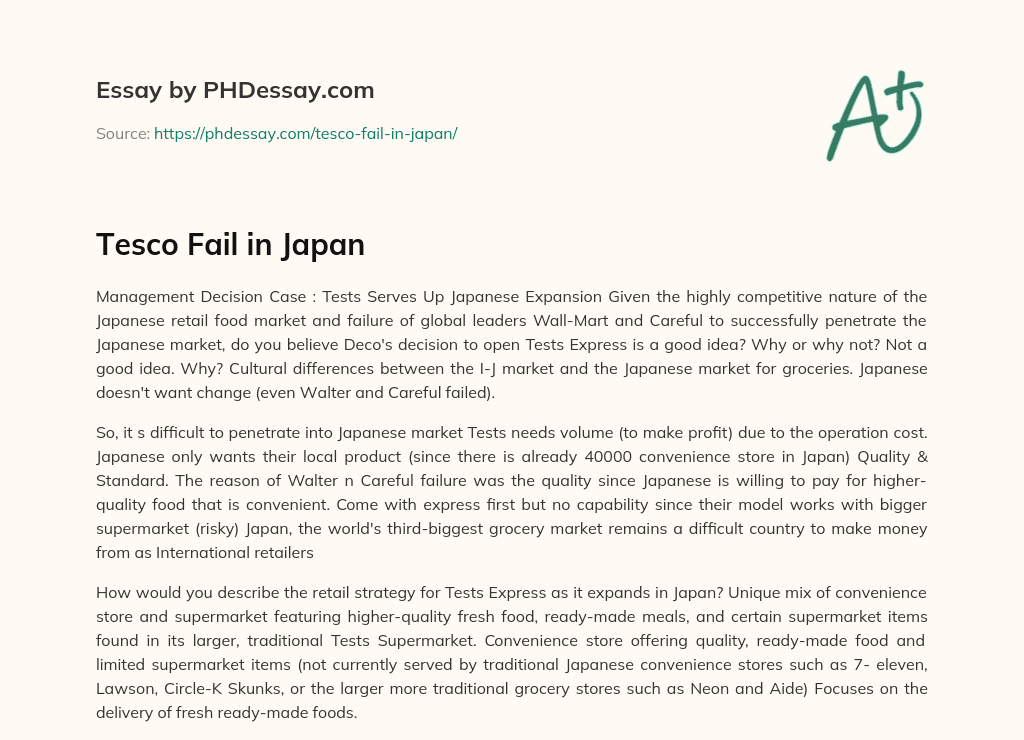tesco failure in japan case study