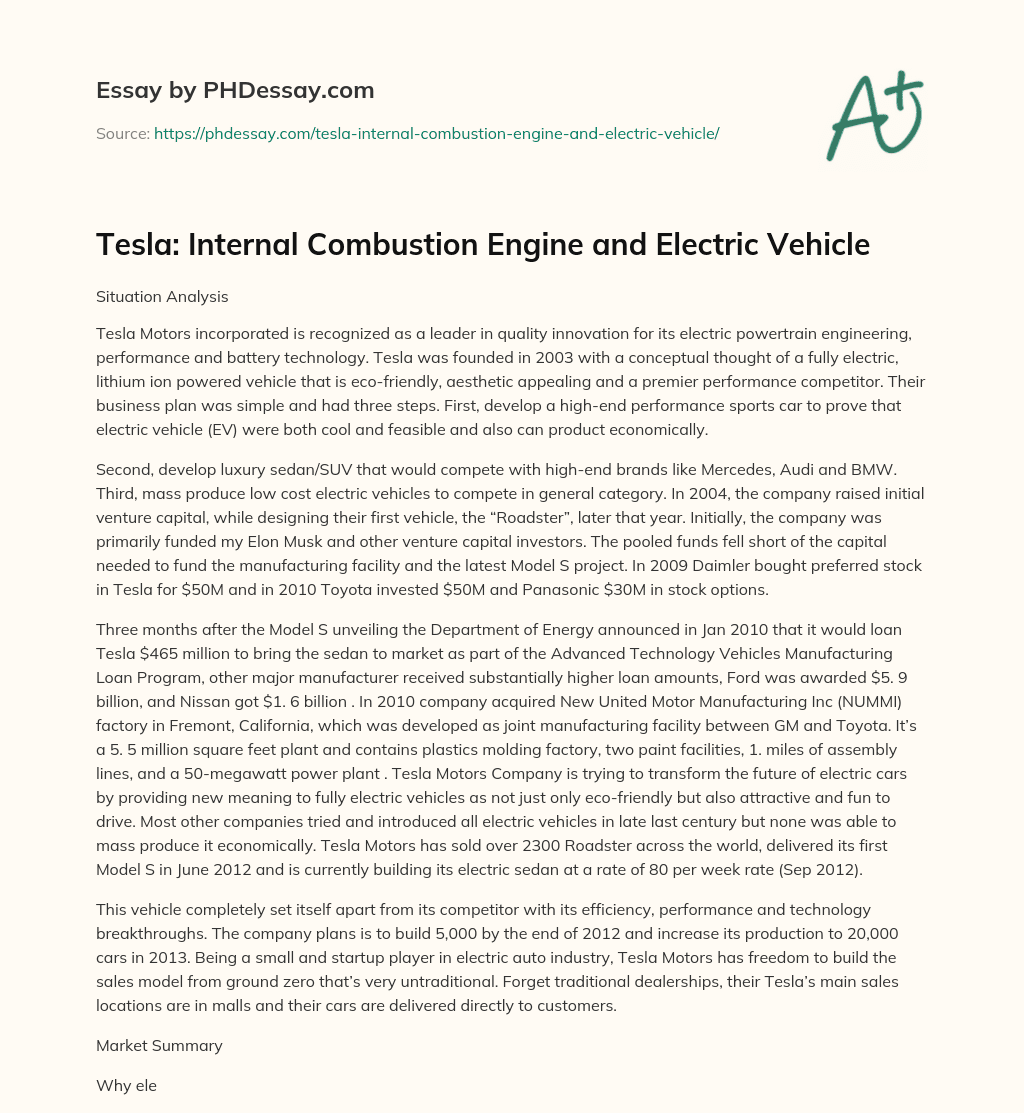 Tesla Internal Combustion Engine and Electric Vehicle