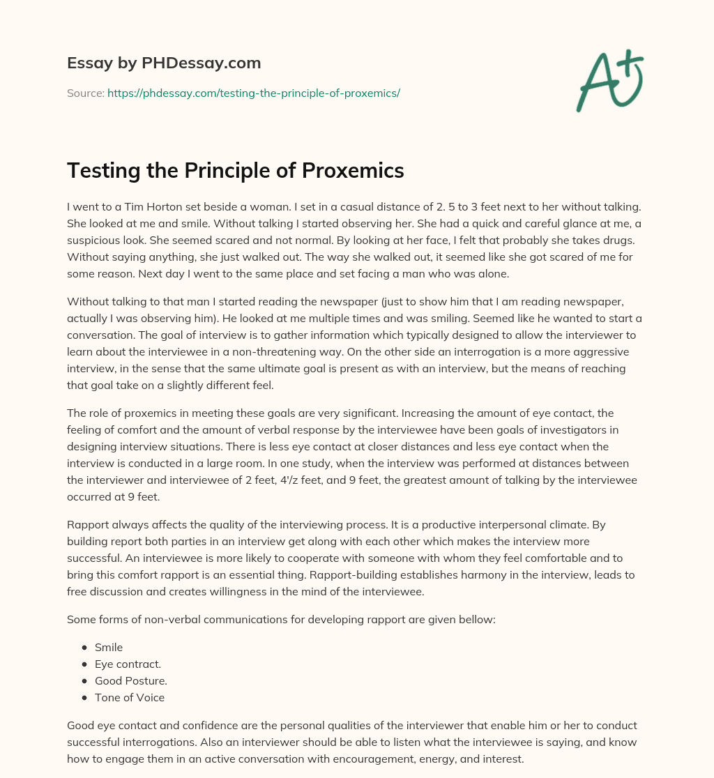 Testing the Principle of Proxemics essay