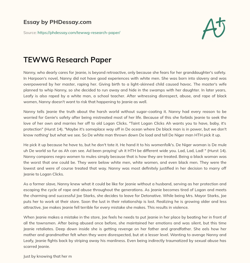 TEWWG Research Paper essay