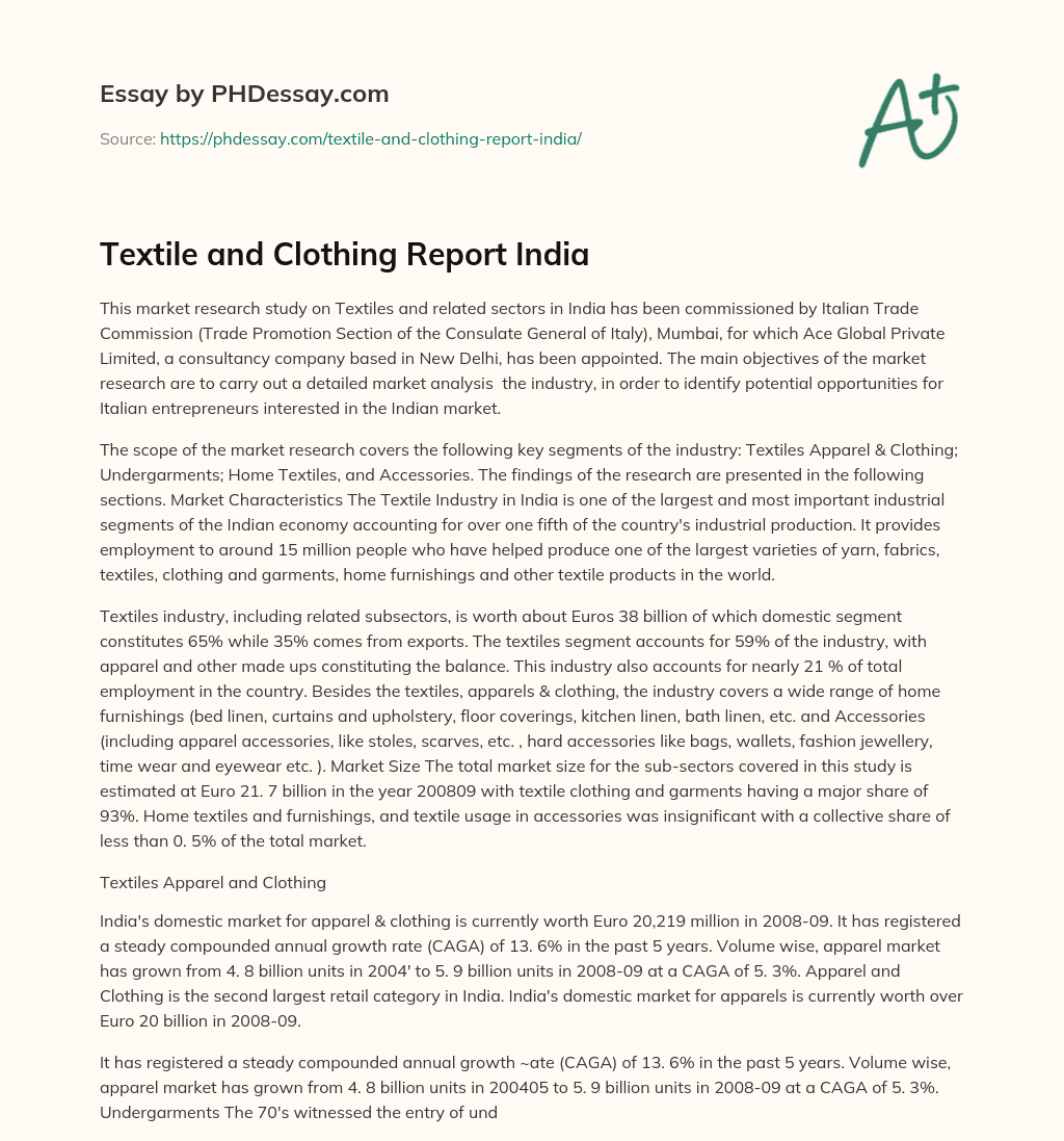 Textile and Clothing Report India essay