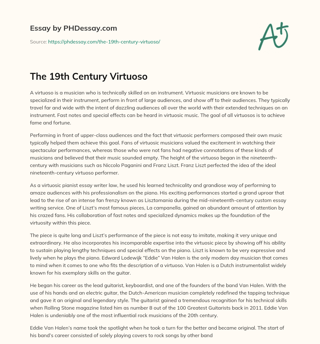 The 19th Century Virtuoso essay