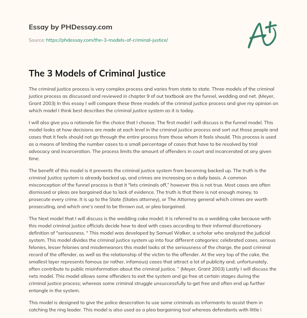 models of criminal justice essay