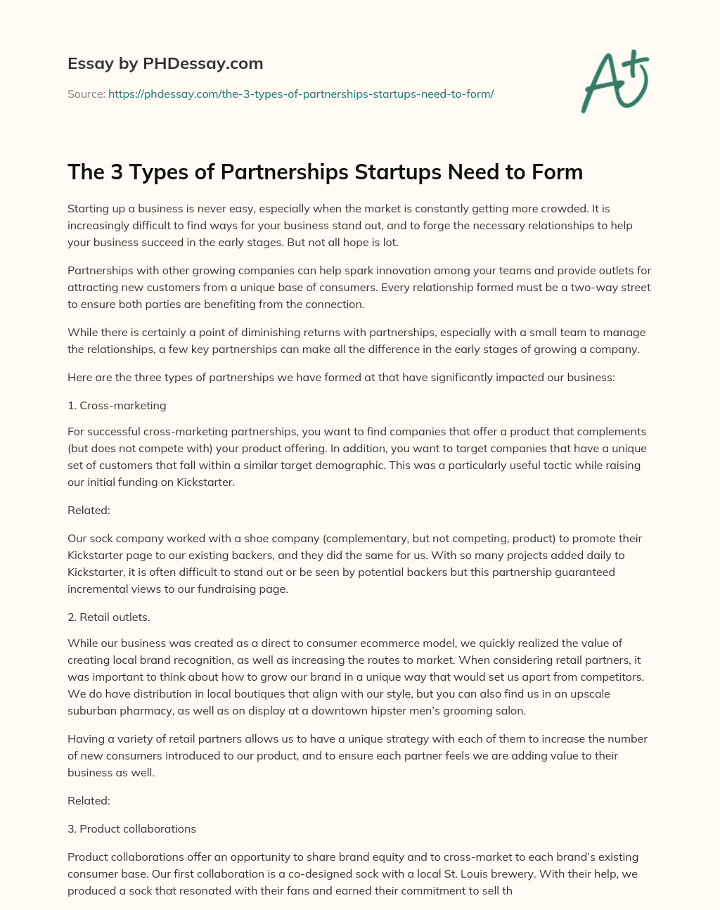 The 3 Types of Partnerships Startups Need to Form essay