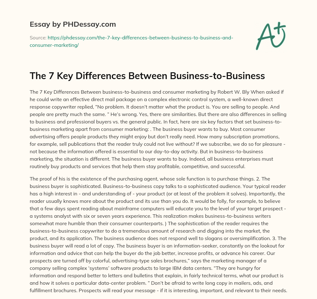 The 7 Key Differences Between Business-to-Business essay