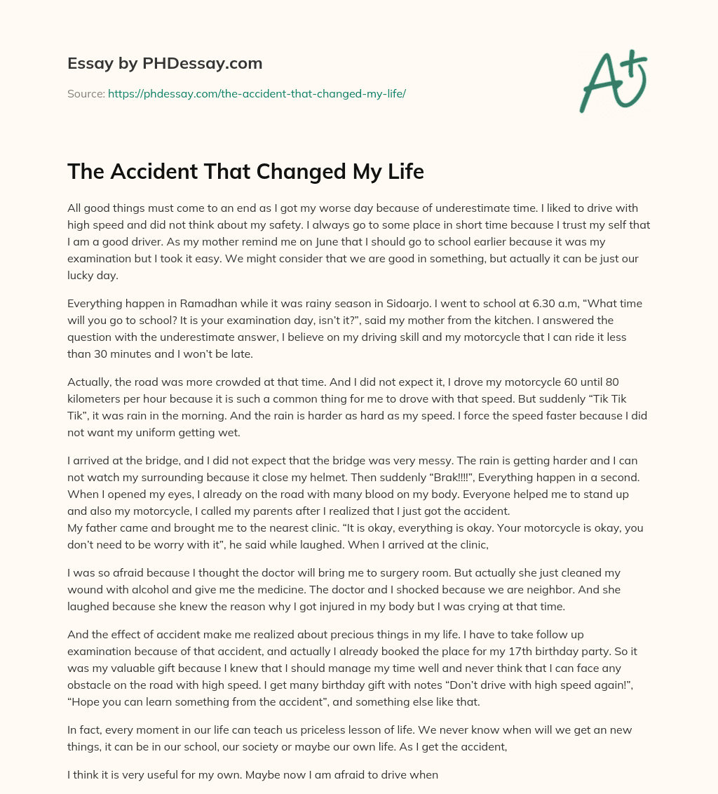 The Accident That Changed My Life essay