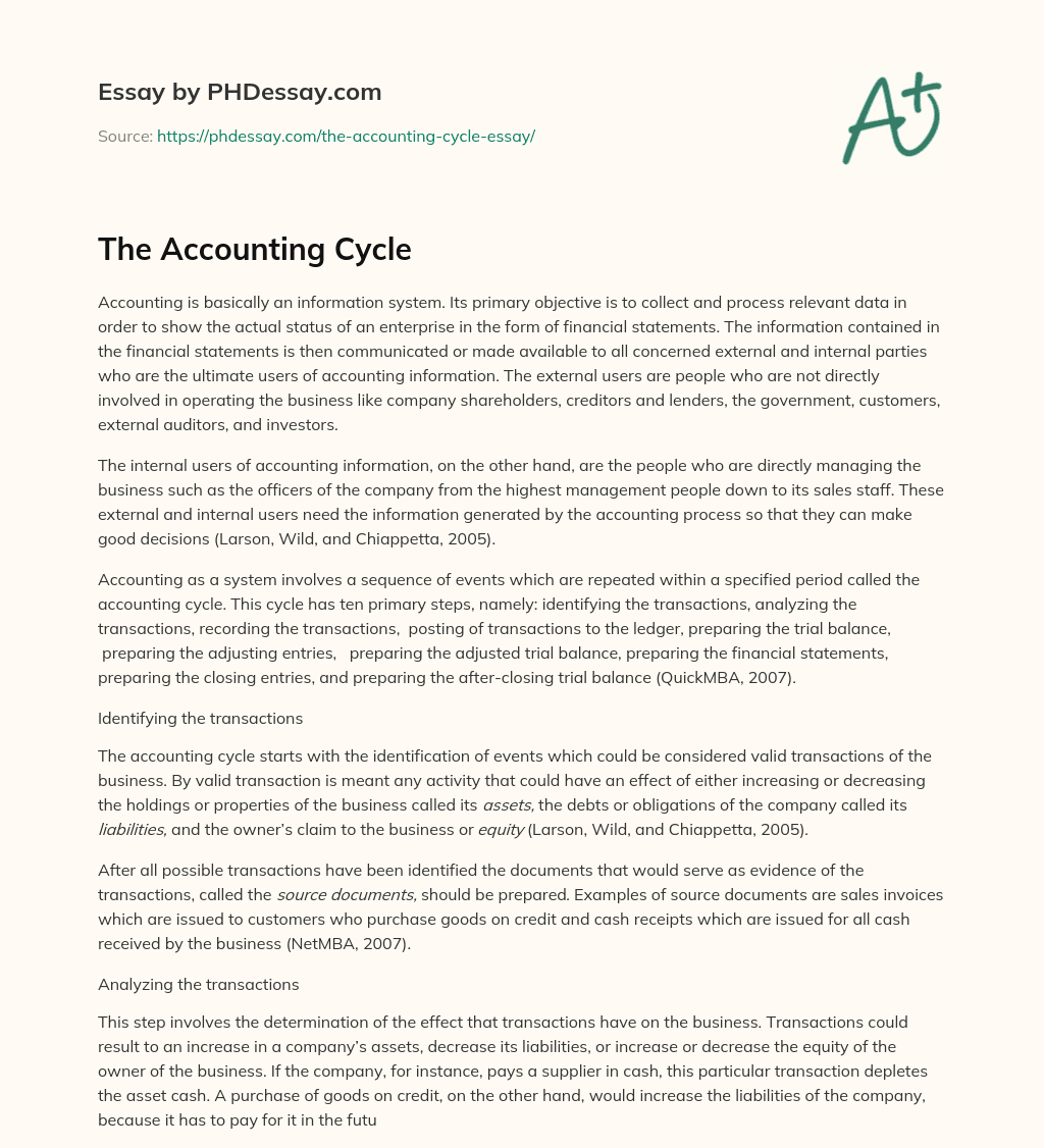 The Accounting Cycle essay