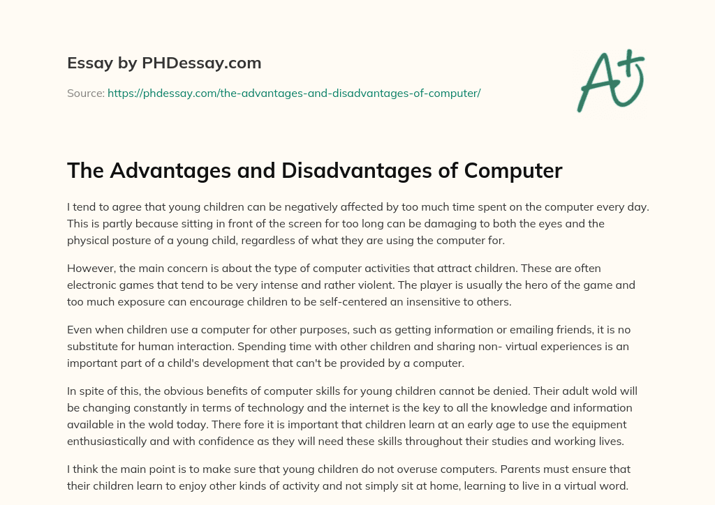 computer essay advantages and disadvantages
