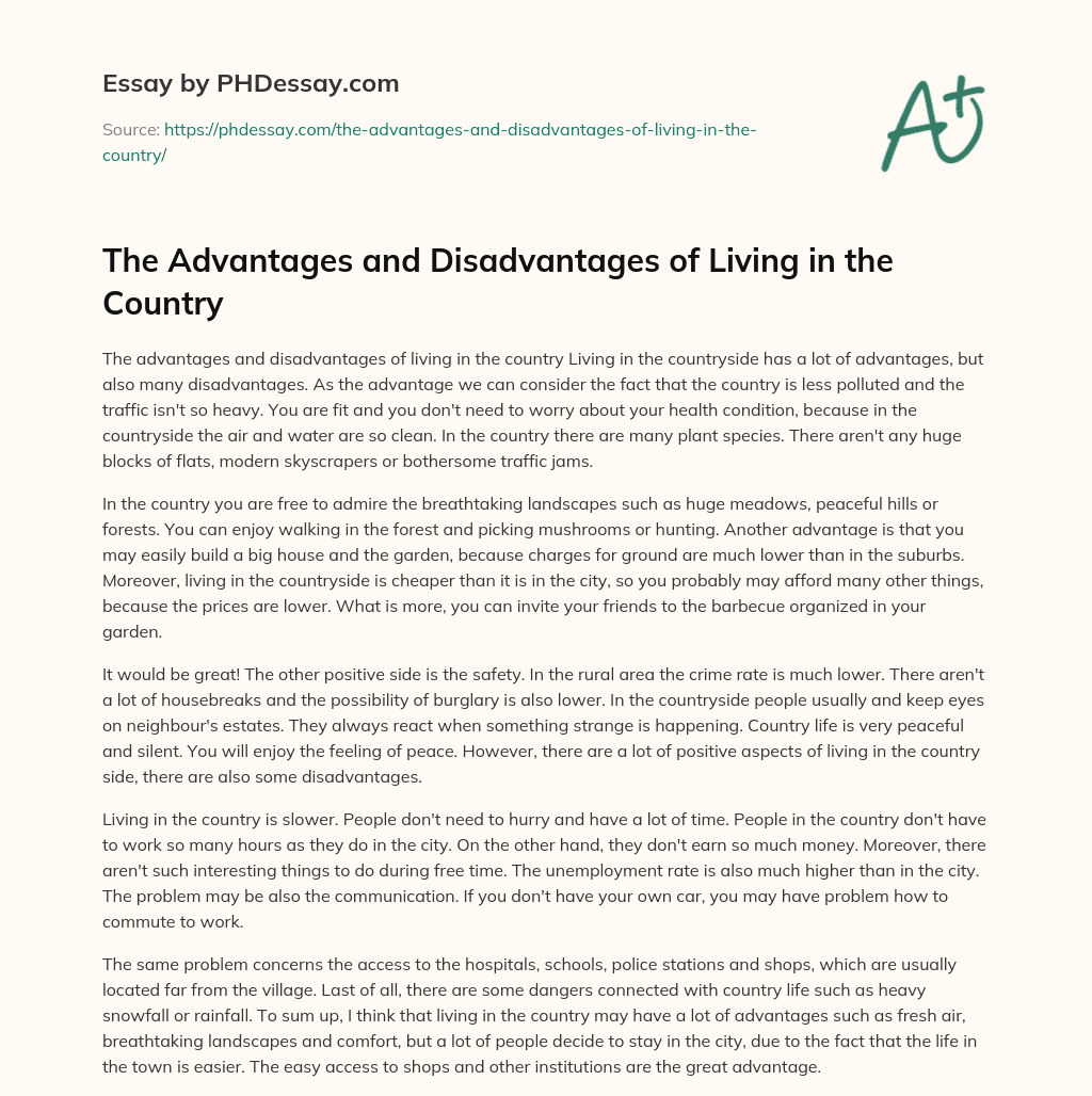 essay about advantages and disadvantages of living in the countryside
