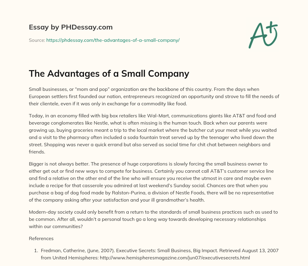 the-advantages-of-a-small-company-phdessay