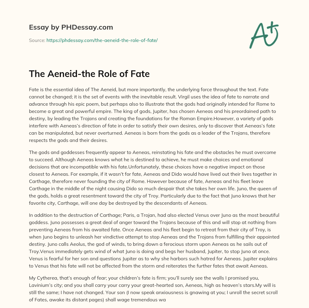 The Aeneid-the Role of Fate essay