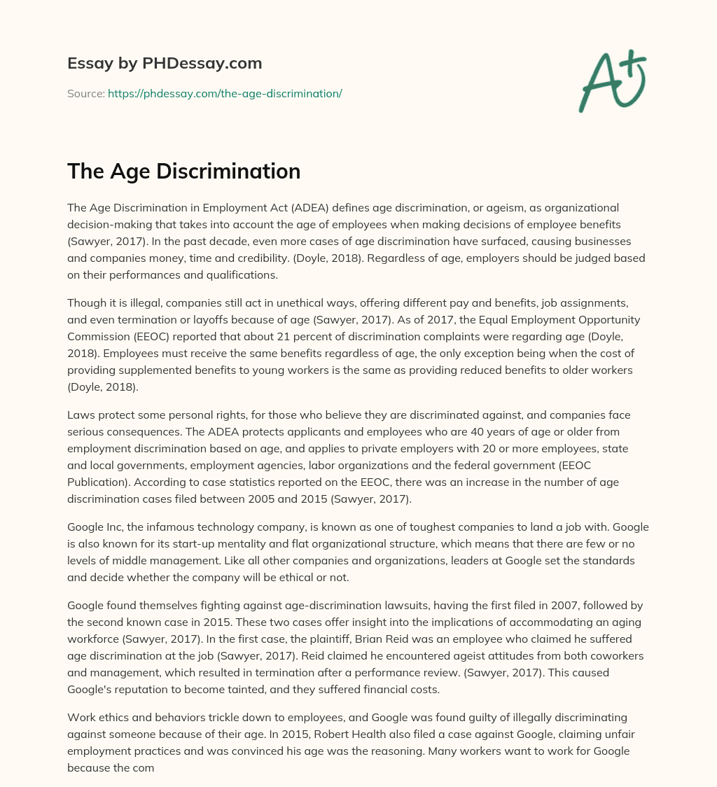 The Age Discrimination essay