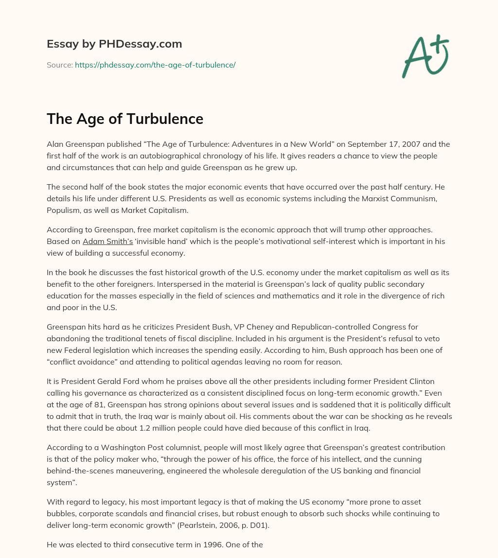 The Age of Turbulence essay