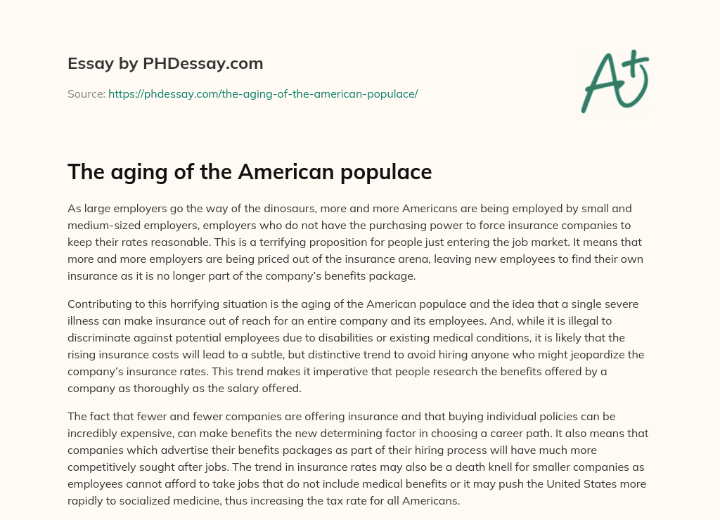 The aging of the American populace essay