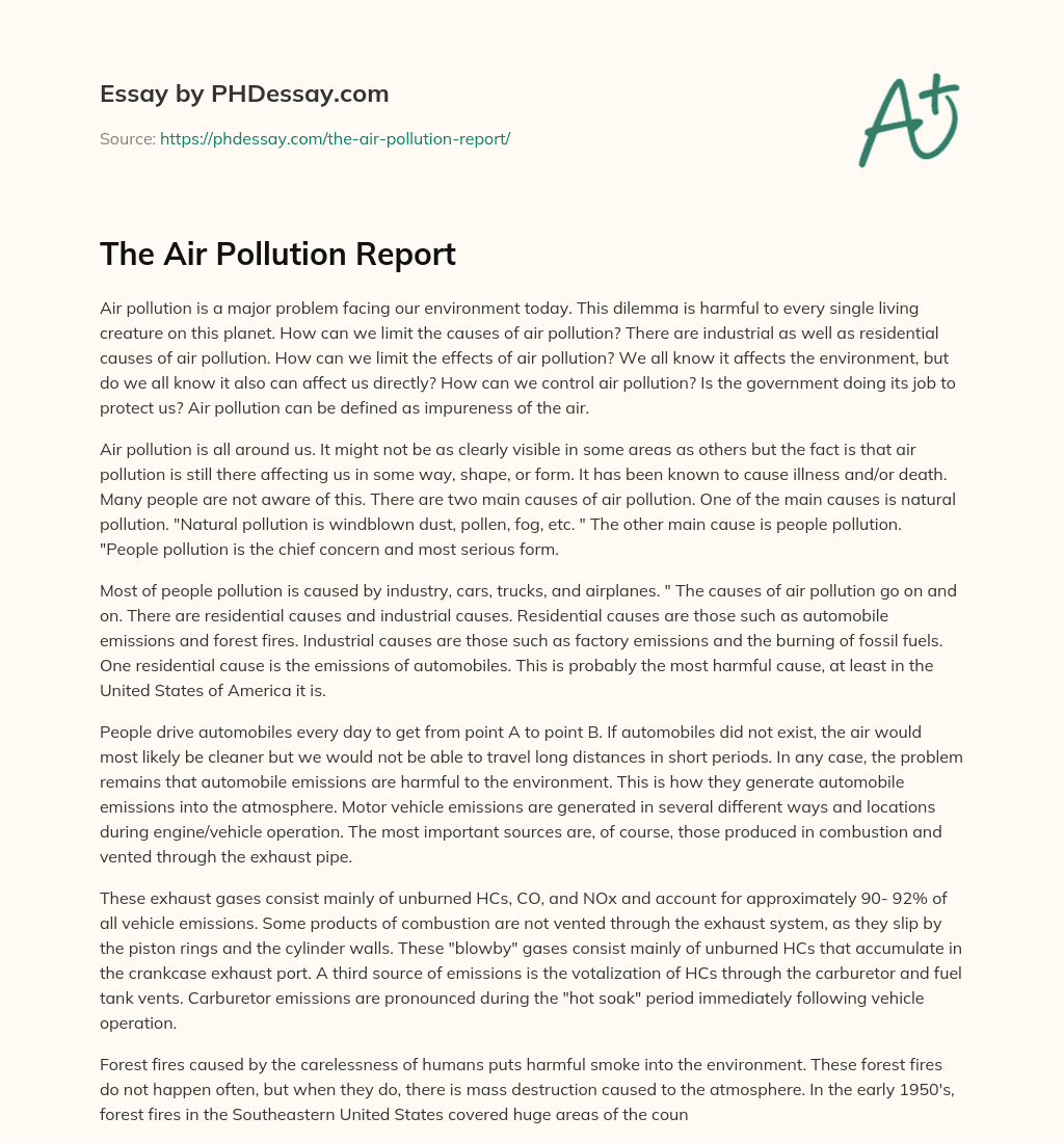 The Air Pollution Report essay